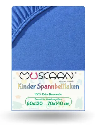 Produktbild von Jersey Kinder Spannbettlaken 60x120 cm - 70x140 cm Royal Blau | 100% Baumwolle