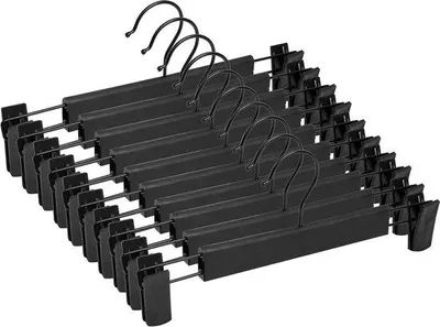Produktbild von Kleiderhaken mit Klammern - 360-Grad-Drehhaken - Set aus 10 - Verstellbare Klammern - Anti-Slip-Kleiderhaken - Raumsparende - Schwarz