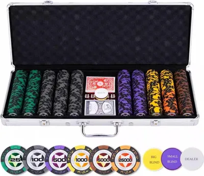 Produktbild von Angel Toys Pokerkoffer Silber High Stake 500 Chips 14g Poker Set
