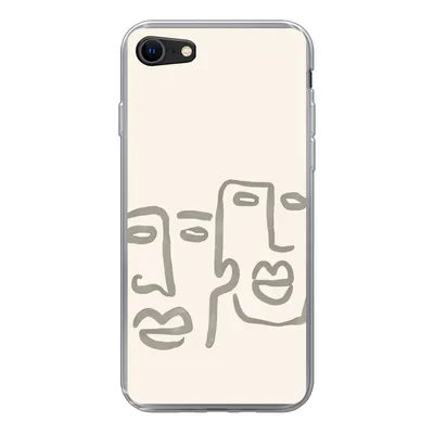 Produktbild von MuchoWow® Handyhülle Schutzhülle Hülle für iPhone SE 2022 Gesicht - Abstrakt - Strichzeichnung Silikon Softcase Handy Hülle - Schutzhülle