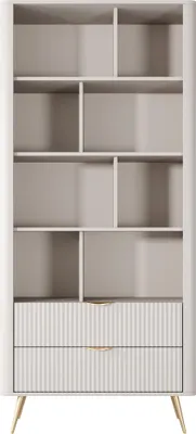 Produktbild von Masseno Buchregal LANTANA für Wohnzimmer Büro oder Lesezimmer 88,2x38x193,8 cm, Beige