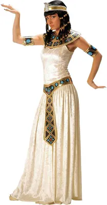 A woman dressed in an Egyptian empress costume.