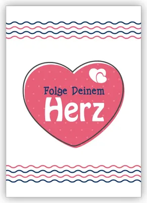 Produktbild von 4x Motivierende Liebeskarte für beste Freunde und Familie mit Herz: Folge Deinem Herz