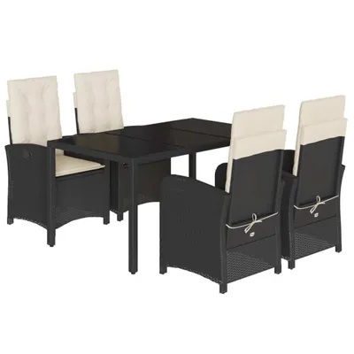 Produktbild von vidaXL 5-tlg. Garten-Essgruppe mit Kissen Schwarz Poly Rattan