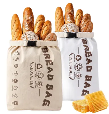 Produktbild von Bienenwachs Brotbeutel 2er Set - Aus Baumwolle zur Frischhaltung - Für Sauerteigbrot und Brotaufbewahrung
