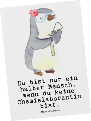 Produktbild von Mr. & Mrs. Panda Postkarte Chemielaborantin Herz - Weiß - Geschenk, Fotokarte, Spruch, Witzig, Beruf, Forschung, Studium, Ansichtskarte, einzelkarte, Postkarten, Labor