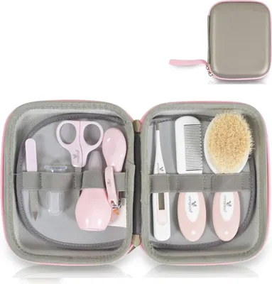 Produktbild von Cangaroo Babypflegeset M1419 Reiseetui 9-tlg Nasensauger Nagelschere Thermometer rosa