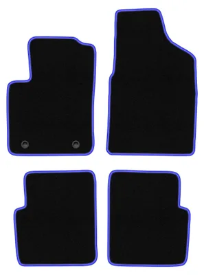 Zdjęcie produktu dla Dywaniki samochodowe welurowe CARLUX-BLUE do: Ford Ka MK2 (2008-2012, hatchback) czarne z niebieskim obszyciem, z mocowaniami