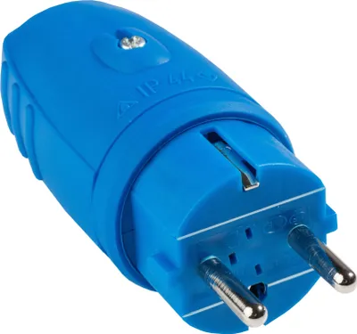 Produktbild von as-Schwabe Gummi-Stecker Schutzkontakt ohne Kabel max. 2,5mm² 230V Blau IP44
