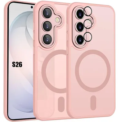 Image de Coque pour Samsung Galaxy S26, Protection avec Cercle Magnétique et Vitre Caméra Intégrée - Rose