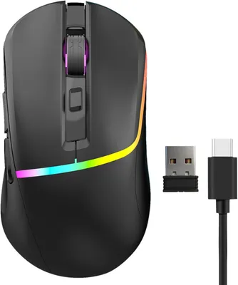 Produktbild von RGB Kabellose Gaming Maus 2,4 G/BT5.3/USB C Kabelgebundene 7200 DPI Optische Maus mit 6 Programmierbaren Tasten, Ergonomische