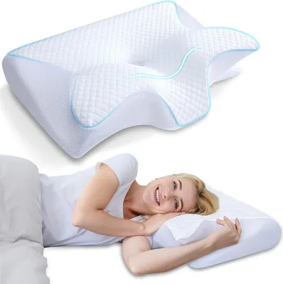Produktbild von Nackenkissen, Memory Foam Kissen, Orthopädisches Kissen, Kopfkissen, Schlafkissen, Gegen Nackenschmerzen, für Seitenschläfer & Rückenschläfer