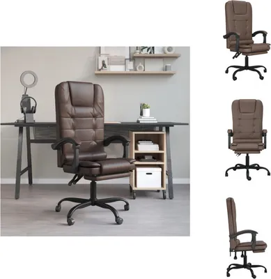 Image de vidaXL Chaise de bureau avec fonction massage Marron similicuir - Chaises de bureau