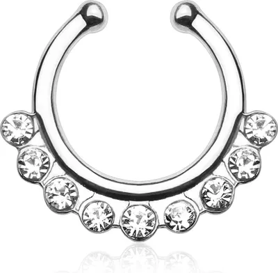 Produktbild von Nasenpiercing Nasenring Fake Piercing Septum Helix Kugeln Zirkonia Kristalle Strass silber