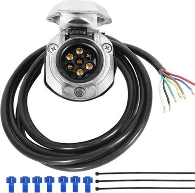 Produktbild von 7-polige Front-Kabel-Hakensteckdose, 7-poliger Anhänger, Steckdose, Metall, mit 1,9 m Kabel (7 MZ)
