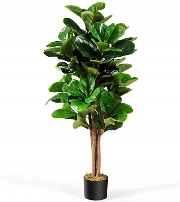 Image de COSTWAY Figuier artificiel 120cm, Figuier artificiel Imitation Feuilles Vertes Figuier, Plante décorative avec pot de fleurs souple en PP pour la décoration de la maison et du bureau