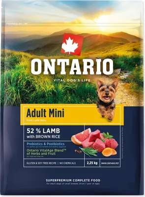Imagen del producto de Alimento para perros adultos de raza pequeña, Ontario, sabor a cordero y arroz integral, 2,25 kg