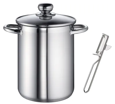 Imagen del producto de Galería Home, olla para espárragos KIM, de acero inoxidable, con tapa, diámetro de 16 cm, apta para cocinas de inducción