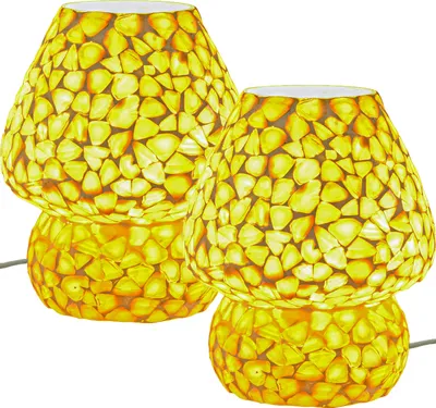 Immagine prodotto di 2er Set Boho Deco Lampada da comodino Tavolo da notte Lampada a mosaico
