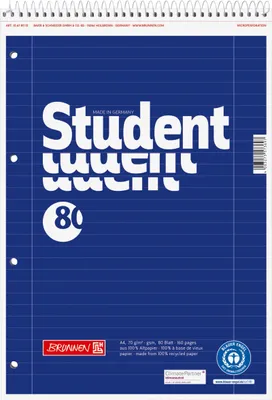 Produktbild von BRUNNEN Collegeblock A4 Spirale oben Lineatur 27 106781101