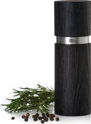 Obrázek produktu pro AdHoc MP48 Mlýnek na sůl nebo pepř Textura 15 cm, nerezová ocel | tmavé jasanové dřevo