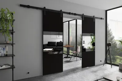 Produktbild von KIER FURNITURE MIA DUO – Schiebetür Komplettset – 172x205x1,6 cm - Schwarz