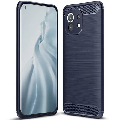 Immagine prodotto di Custodia per Xiaomi Mi 11, fibra di carbonio, TPU silicone antiurto custodia protettiva blu