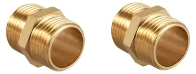 Productafbeelding van Set van 2 buitendraden van messing - Dubbelzijdig - Geschikt voor leidingtoepassingen (1 inch)