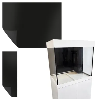 Produktbild von Aquarium Hintergrundfolie für Juwel Lido 120 Schwarz Matt – Passgenaue selbstklebende Rückwandfolie inkl. Filterfolie aus Vinyl - KX013