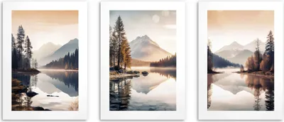 Produktbild von Elegante Poster für die Schlafzimmerwand Berglandschaft See 3x 30x40