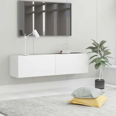 Image de vidaXL Armoire TV Blanc 120×30×30 cm Panneau de particules