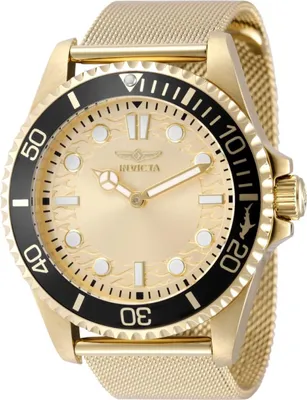 Obrázek produktu pro Invicta Pro Diver 49690 Pánské Hodinky - Quartz Hnutí - Nerezová Ocel s Zlatým Ciferníkem - 43 mm