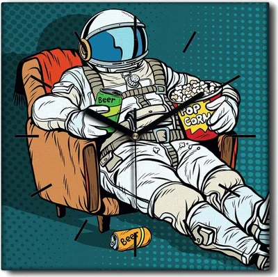 Produktbild von Coloray Uhr auf Leinwand 30x30 cm Wand Uhr Dekoration Wohnzimmer Segeltuch schwarze Hände -Astronautenbären