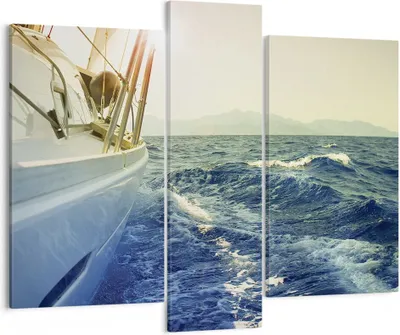 Produktbild von Bild auf Leinwand - Leinwandbild - 3 Teile - Yacht Segelboot Sonne - 95x80cm - Wand Bild - Wanddeko - Wandbilder - Leinwanddruck - Bilder - Wanddekoration - Leinwand bilder - Wandbild - CB95x80-4138