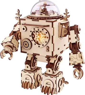 Produktbild von Puzzle Drewniane 3D-Pozytywka LED Steampunk Robot