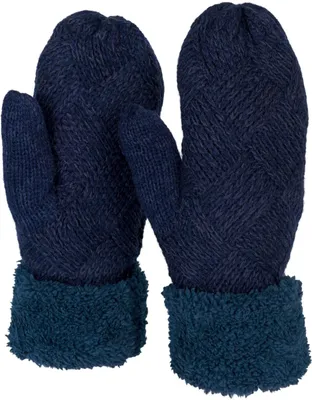 Produktbild von styleBREAKER Damen warme Winter Strick Fäustlinge, Handschuhe mit Rauten Muster, Thermo Fleece, Strickhandschuhe 09010031