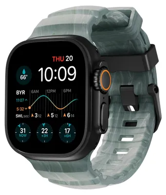 Productafbeelding van Nomad Rocky Point Horlogeband / Zwarte Hardware 45/46/49mm – 100% Waterdicht – Ventilatiegroeven voor Ademend Vermogen – Compatibel met Apple Watch Ultra & Ultra 2 en 10 t/m SE - Groen