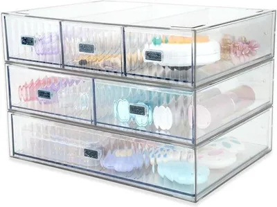 Produktbild von Famanu Kosmetischer Organizer mit 3 Fächern - Transparent