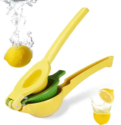 Immagine prodotto di Spremiagrumi manuale - 2 in 1 per limoni e lime - Ideale per bar - 5,5 x 7,5 x 22 cm - Spremiagrumi - Giallo