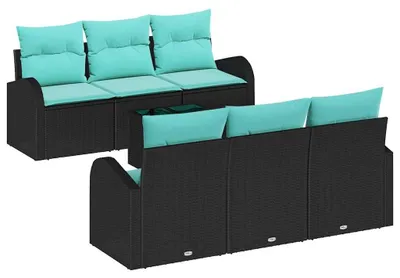 Produktbild von vidaXL Gartensofa-set 7 stk. 6-Sitzanzahl Schwarz und Türkis