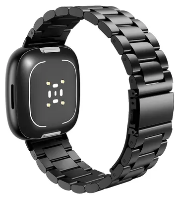Image de Bracelet en métal compatible avec Fitbit Versa 4/Versa 3/Sense 2/Sense – Noir