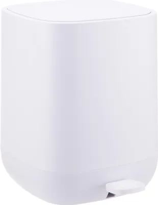 Obrázok produktu pre Odpadkový kôš Relaxdays, 9 litrov, automatické zatváranie, vyberateľný vnútorný kôš, matný plast, odpadkový kôš s pedálom a vekom, biely