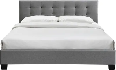 Produktbild von Miliboo - Bett 180 x 200 Stoff Grau gepolstert MARQUISE
