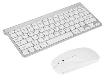 Image de Ensemble clavier et souris sans fil Slim 2,4 GHz pour ordinateur de bureau et portable, couleur argent