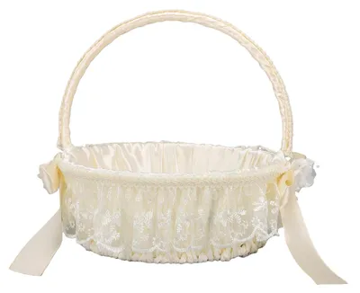 Image de Panier de fleurs de mariage, élégant, avec dentelle et nœud décoratif, idéal pour les célébrations