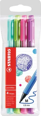 Produktbild von Filzschreiber - STABILO pointMax - 4er Pack - Designfarben - eisgrün, hellgrün, rosarot, lila