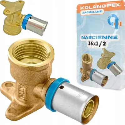 Productafbeelding van PEX-WINKEL 16x1/2, wandmontage, persfitting met ophangklem
