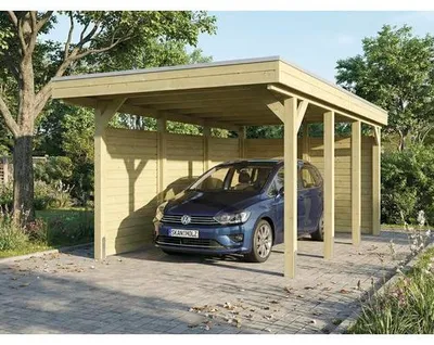 Produktbild von Einzelcarport SKAN HOLZ Friesland inkl. Rückwand, Seitenwand, Pfostenanker 320 x 555 cm kesseldruckimprägniert