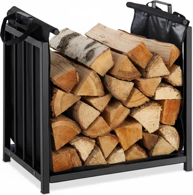 Image de relaxdays 10028774_0 relaxdays Kaminholzkorb schwarz 51,0 x 37,0 x 50,0 cm