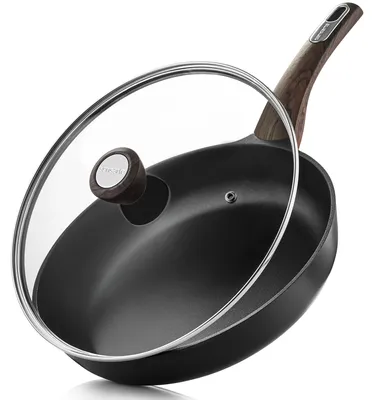 Antihaft-Bratpfanne 24 cm mit Deckel, induktionsgeeignet, schwarz